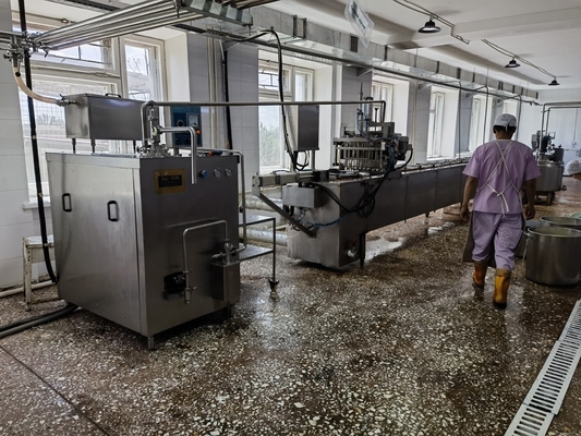 Linha de processamento de sorvete automático de alta produtividade com função de máquinas
