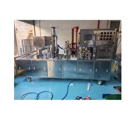 Máquina automática de enchimento e vedação de copos de sorvete de iogurte com accionamento pneumático