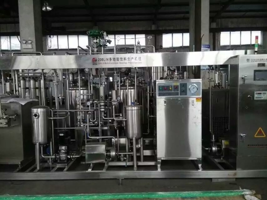 Linha de processamento de leite aromatizado de pequena escala de 200L/H com alta tensão e design compacto