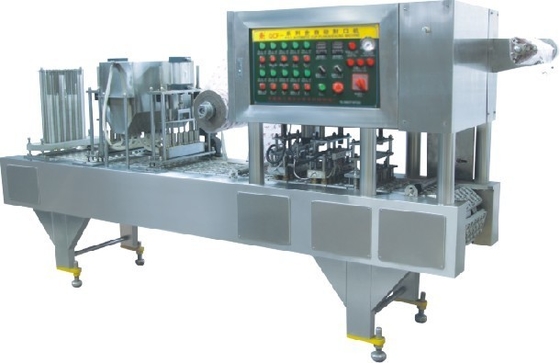 Máquina pneumática de enchimento e vedação de copos de iogurte com sabor para copos de plástico