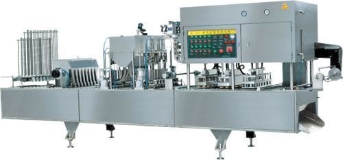 Máquina pneumática de enchimento e vedação de copos de iogurte com sabor para copos de plástico