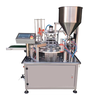 Máquina de preenchimento e vedação de suco de xícara rotativa de 2 buracos para linha de embalagem de 380 kg